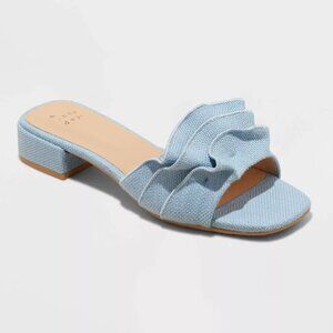 Women's Lyta Raffia Ruffle Sandals with Memory Foam Insole - A New Day™